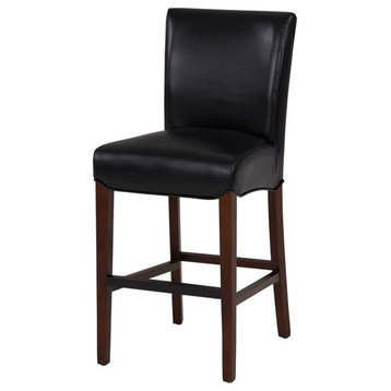 Pemberly Row Modern 26.5" Bonded Leather Counter Stool in Black