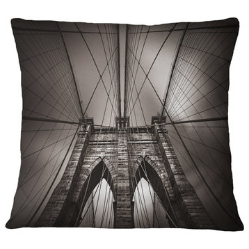 Brooklyn Bridge in Nyc Usa Throw Pillow, 18"x18"
