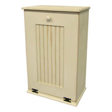Wooden Trash Bin, Old Cream