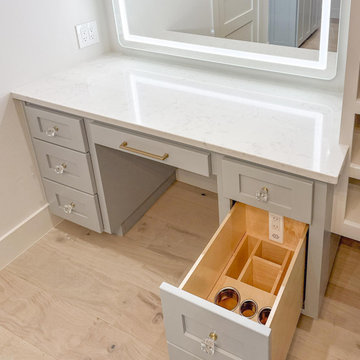 Traditional Makeup Vanity with In-Drawer Power & Tool Storage