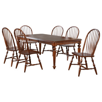 Sunset Trading Andrews 7 Piece Butterfly Leaf Dining Set, Chestnut Brown