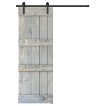 Solid Wood Barn Door, Made in USA, Hardware Kit, DIY, Gray, 30x84"