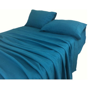 Teal Royal Blue Natural Linen Bed Sheets Contemporary Sheet And Pillowcase Sets By Superiorlinenshandmade