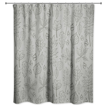 Green Leaf Pattern 71x74 Shower Curtain
