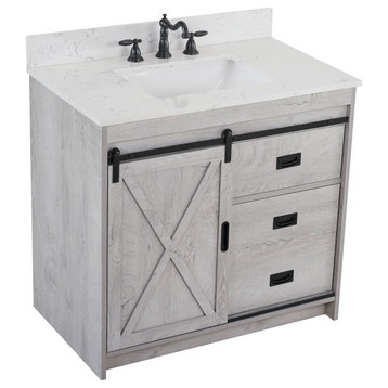 Rafter 36" Bathroom Vanity, White Wash