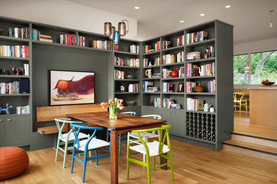 Example of a minimalist dining room design in Austin