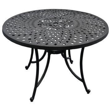 Crosley Sedona 42" Round Metal Patio Dining Table in Charcoal Black