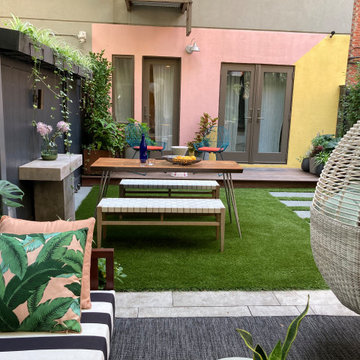 Harlem Backyard with slanted pergola