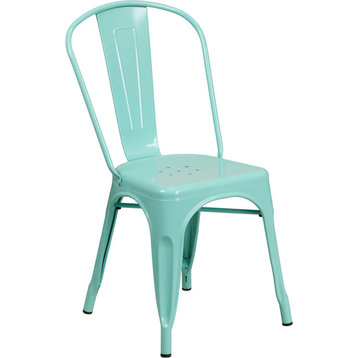 Mint Green Metal Indoor Outdoor Stackable Chair