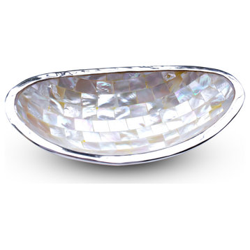 Oval Mother of Pearl Dish with Sterling Silver Trim
