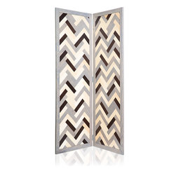 Multi-Color Herringbone Room Divider - Screens And Room Dividers