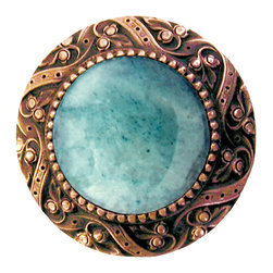 Inviting Home Inc. - Victorian Knob, Antique-Style Solid Bronze With Green Aventurine - Cabinet And Drawer Knobs