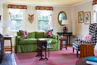 Inspiration for a coastal formal living room remodel in Providence with beige walls