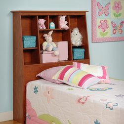 Prepac Slant-Back Tall Twin Bookcase Headboard in Cherry - Headboards