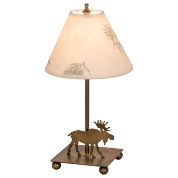 15H Pressed Foliage Lone Moose Accent Lamp