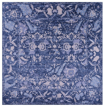 8' Square Modern Hand Knotted Wool Rug - Q13049