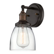 Vintage 1 Light Sconce With Clear Glass, Vintage Lamp Included
