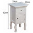 Bedside Table, White Finished Wood With Curved Legs, Door and Storage Drawer