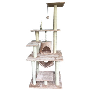 Ipet 65" Cat Tree Condo Teepee Exercise Tree in Beige