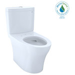 Toto - Toto AquiaIV 2P Elong 2-Flush 1.28 and 0.8GPF Toilet Colonial White - The TOTO Aquia IV Two-Piece Elongated Dual Flush 1.28 and 0.8 GPF Toilet with CEFIONTECT is the epitome of modern form and function. The skirted design conceals the trapway, which enhances the elegant look of the toilet and adds an additional level of sophistication. Skirted design toilets also minimize the need to reach behind the bowl to clean the nooks and crannies of the exterior trapway. The Aquia IV features TOTOs DYNAMAX TORNADO FLUSH, utilizing a 360 degree cleaning power to reach every part of the bowl. This version of the Aquia IV includes CEFIONTECT, a layer of exceptionally smooth glaze that prevents particles from adhering to the ceramic. This feature, coupled with DYNAMAX TORNADO FLUSH, assists to reduce the frequency of toilet cleanings, minimizing the usage of water, harsh chemicals, and time required for cleaning. The enhanced design of the Aquia IV inner bowl reduces water flow resistance and turbulence, resulting in a quieter flush. The chrome center-mounted push button that sits atop the tank allows you to proactively conserve water by choosing between a 0.8 GPF rinse or 1.28 GPF for tougher jobs. The Universal Height design allows for a more comfortable seat position across a wide range of users. The TOTO Aquia IV meets the standards for EPA WaterSense, and Californias CEC and CALGreen requirements. The Aquia IV comes ready for install into a 12" rough-in, but may be adapted for a 10" or 14" rough-in with the purchase of a separately sold adapter. The Aquia IV bowl and tank set includes tank to bowl hardware, a tank to bowl gasket, outlet socket, and toilet bolt caps. Additional items needed for installation and use must be purchased separately: seat, wax ring, toilet mounting bolts, and water supply lines.