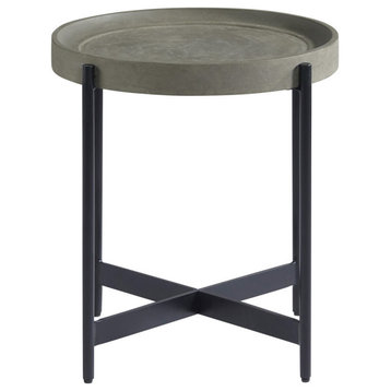 Brookline 20" Round Wood, Concrete-Coating End Table
