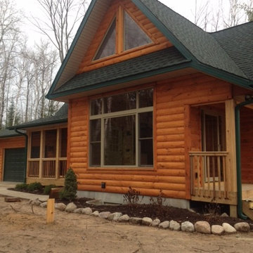 Exterior Log Siding with Stain colors