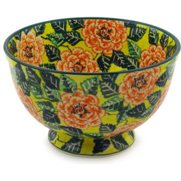 Polish Pottery 10" Stoneware Bowl Hand-Decorated Design