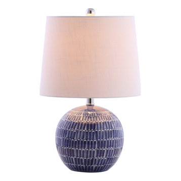 Ronald Ceramic LED Table Lamp, Navy, 21"