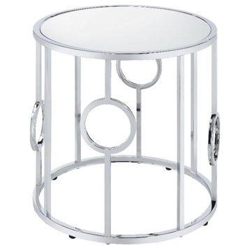 Furniture of America Harper Contemporary Metal Round End Table in Chrome