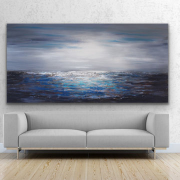 36x60 " Blue coastal painting Large Modern contemporary beach art Custom order