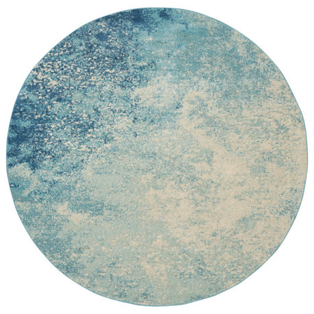 Nourison Passion 8' x Round Navy Light Blue Modern Indoor Area Rug