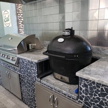 Outdoor Kitchen with 6"x6" Metal Tiles