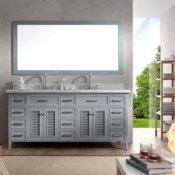 73 inch Cottage Double Sink Bathroom Vanity Set in Grey Finish - Bathroom Vanities And Sink Consoles