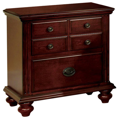 Gabrielle II Transitional Nightstand, Cherry Finish