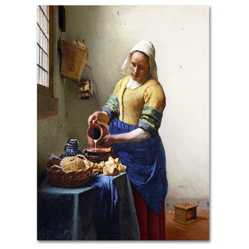 'The Milkmaid, 1658-60' Canvas Art by Jan Vermeer