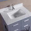 30" Gray Bathroom Vanity With Marble Top & Backsplash, Single Hole Sink Top