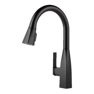 Matte Black Single-Handle Pull-Down Kitchen Faucet, High Arc Spout and ...