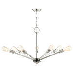 Livex Lighting - Livex Lighting Prague 7 Light Brushed Nickel With Black Accent Chandelier - Add eye-catching lighting to your home decorating with the lively look of the Prague chandelier in a brushed nickel finish. This seven-light design features vintage style Edison bulbs that up the style factor, giving it an attractive, mid-century modern and industrial edge.