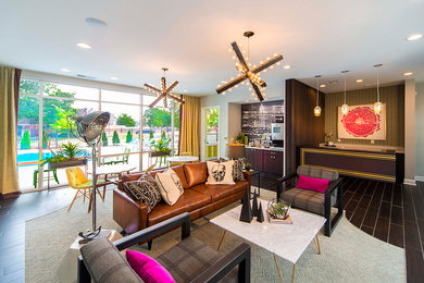 Example of a trendy home bar design in Columbus