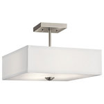 Kichler Lighting - Kichler Lighting 43691NI Shailene - Three Light Semi-Flush Mount - The straight lines and up-sized Satin Etched glassShailene 3 Light Sem  *UL Approved: YES Energy Star Qualified: n/a ADA Certified: n/a  *Number of Lights: 3-*Wattage:75w Incandescent bulb(s) *Bulb Included:No *Bulb Type:Incandescent *Finish Type:Olde Bronze