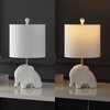 Koda 17.5" Eclectic Southwestern Resin/Iron Elephant LED Kids Table Lamp, White