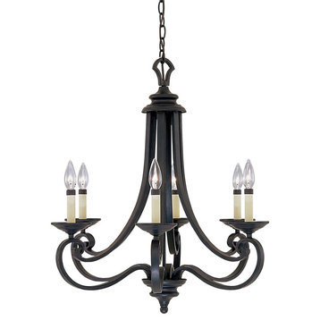 Barcelona 6-Light Chandelier, Natural Iron