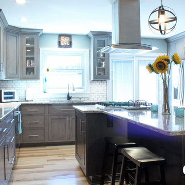 Light Gray Kitchen with Dark Gray Island
