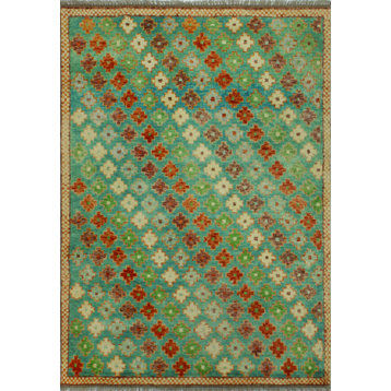 Balochi Timmy Turquoise/Orange Rug, 4'2x6'0