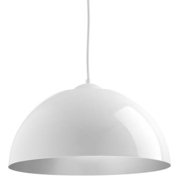 Dome LED 1 Light Pendant, White, 16"