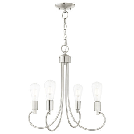 Livex Lighting Bari 4 Light Brushed Nickel Small Chandelier