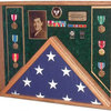 27" X 21" Solid Oak Burial Flag and Military Medal Display Case, Navy Emblem