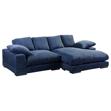 Moe's Home Collection Plunge Left Facing Contemporary Fabric Sectional in Blue