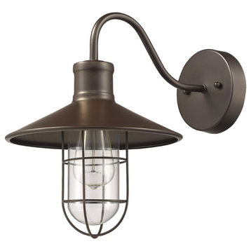 CHLOE Charles Industrial-style 1 Light Rubbed Bronze Wall Sconce 11" Wide
