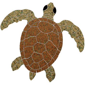 Sea Turtle 1 Ceramic Swimming Pool Mosaic 9"x8", Brown